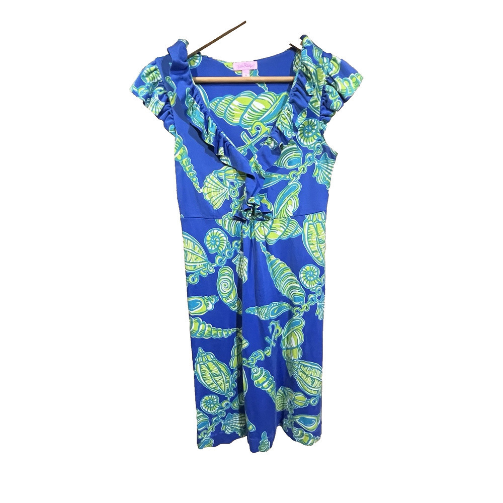 Lilly Pulitzer Fallin In Love Silk Blend Dress Size XS Blue Beachy Resort Preppy